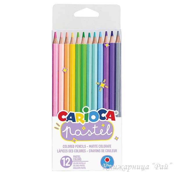Цветни моливи 12 цв. Carioca пастелни