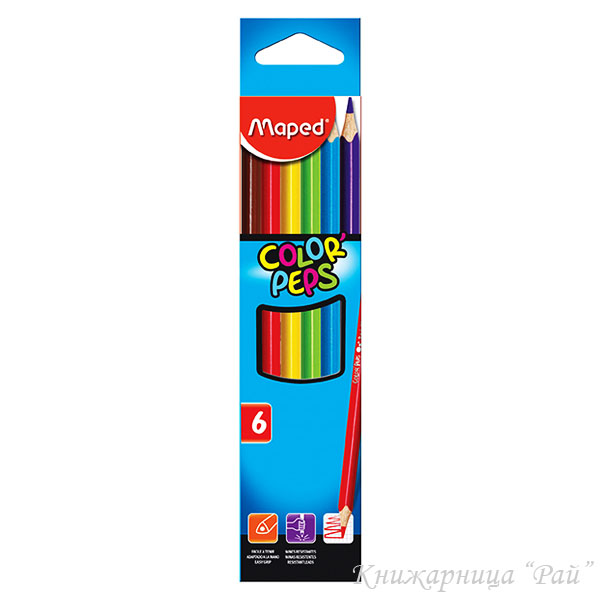 Цветни моливи Maped COLOR PEPS 6 цвята